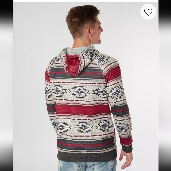 Aztec Patterned Red and Gray Hoodie - Picture 2 of 4
